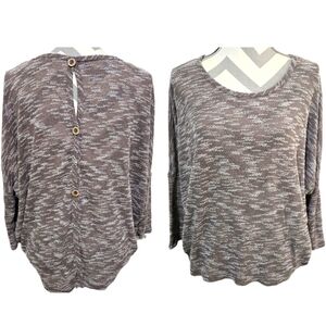 Jella C Gray Beige Button Back Dolman Sleeve Top - Size Small